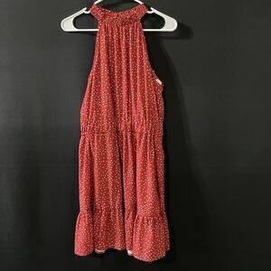 Polka Dot Dress Womens Medium Halter Sleeveless Ruffle Hem Sundress